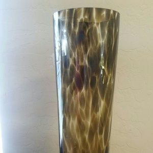 Brown, gold,  and clear glass vase